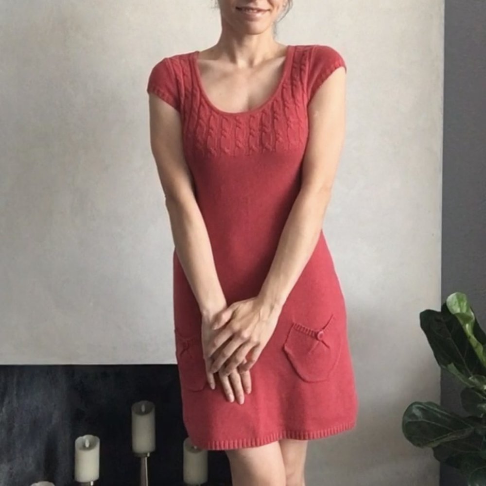 Hooked Up Red Knitted Summer Dress w/ Pockets S